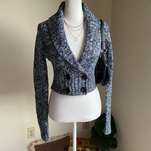 Y2K blue cropped cardigan - Picture 6 of 7